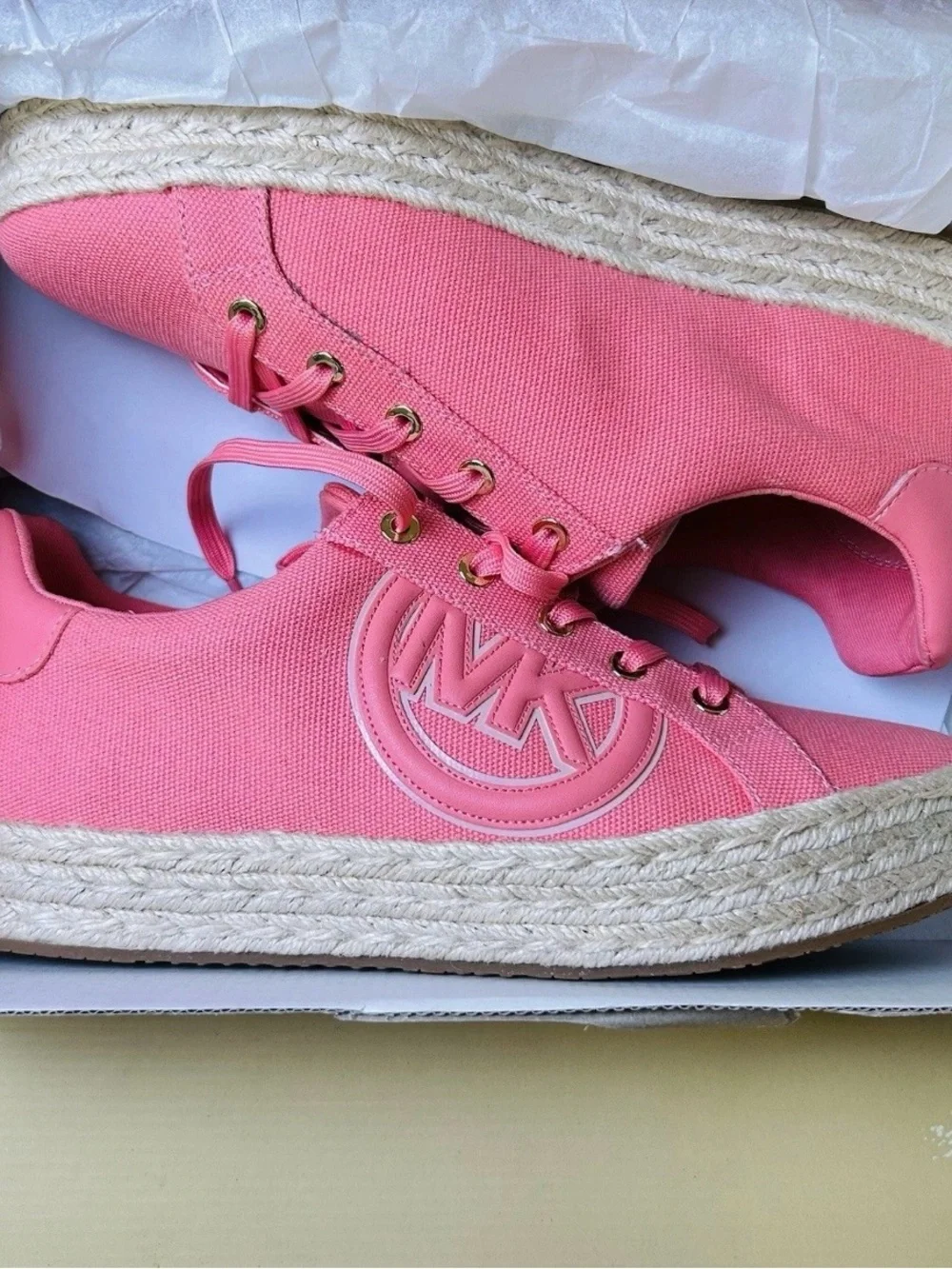 Michael Kors Coral Pink Canvas Espadrille Sneaker